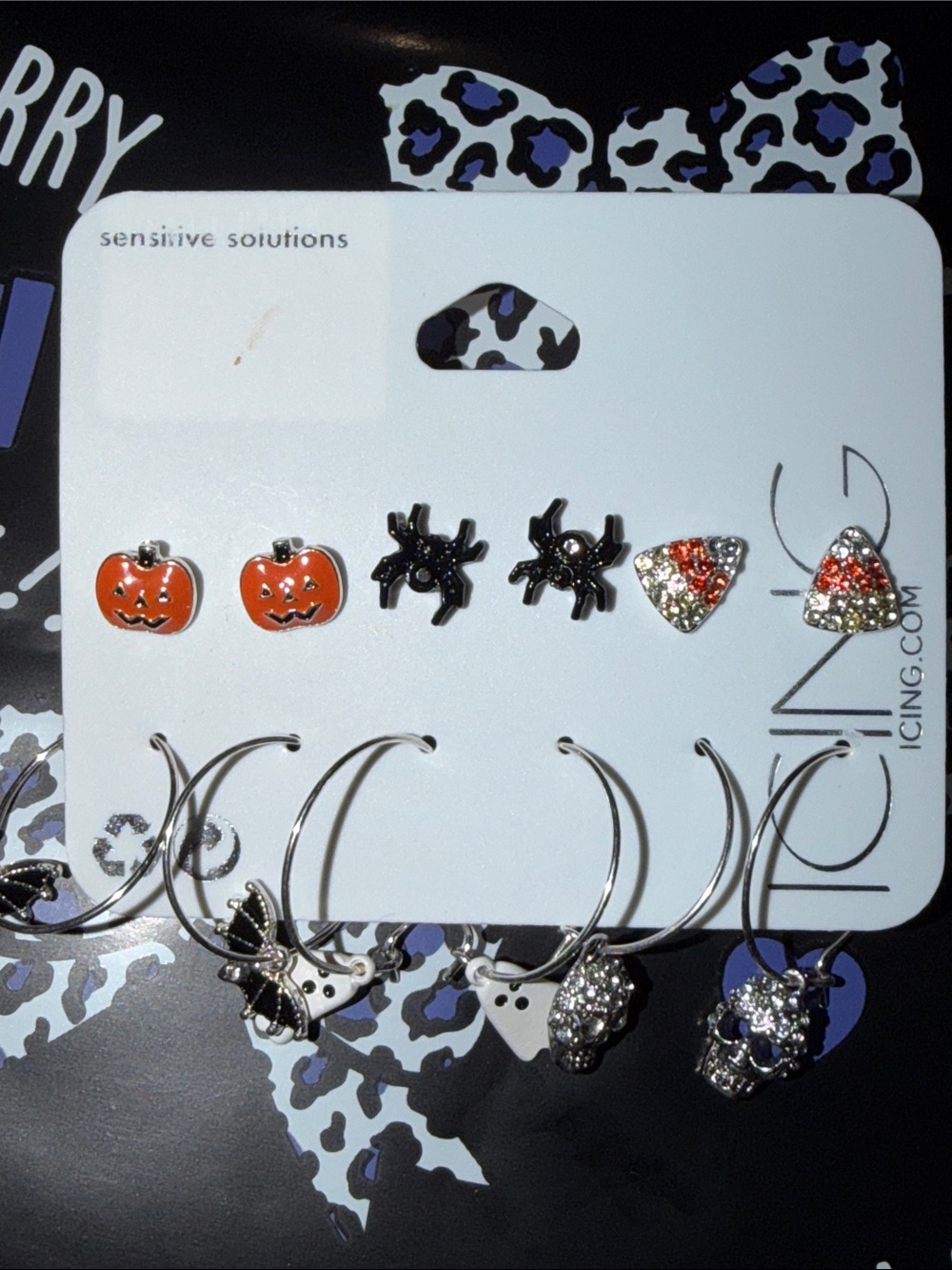 Kids Halloween Earring Set - Orange Pumpkin, Black Spider, Candy Corn
